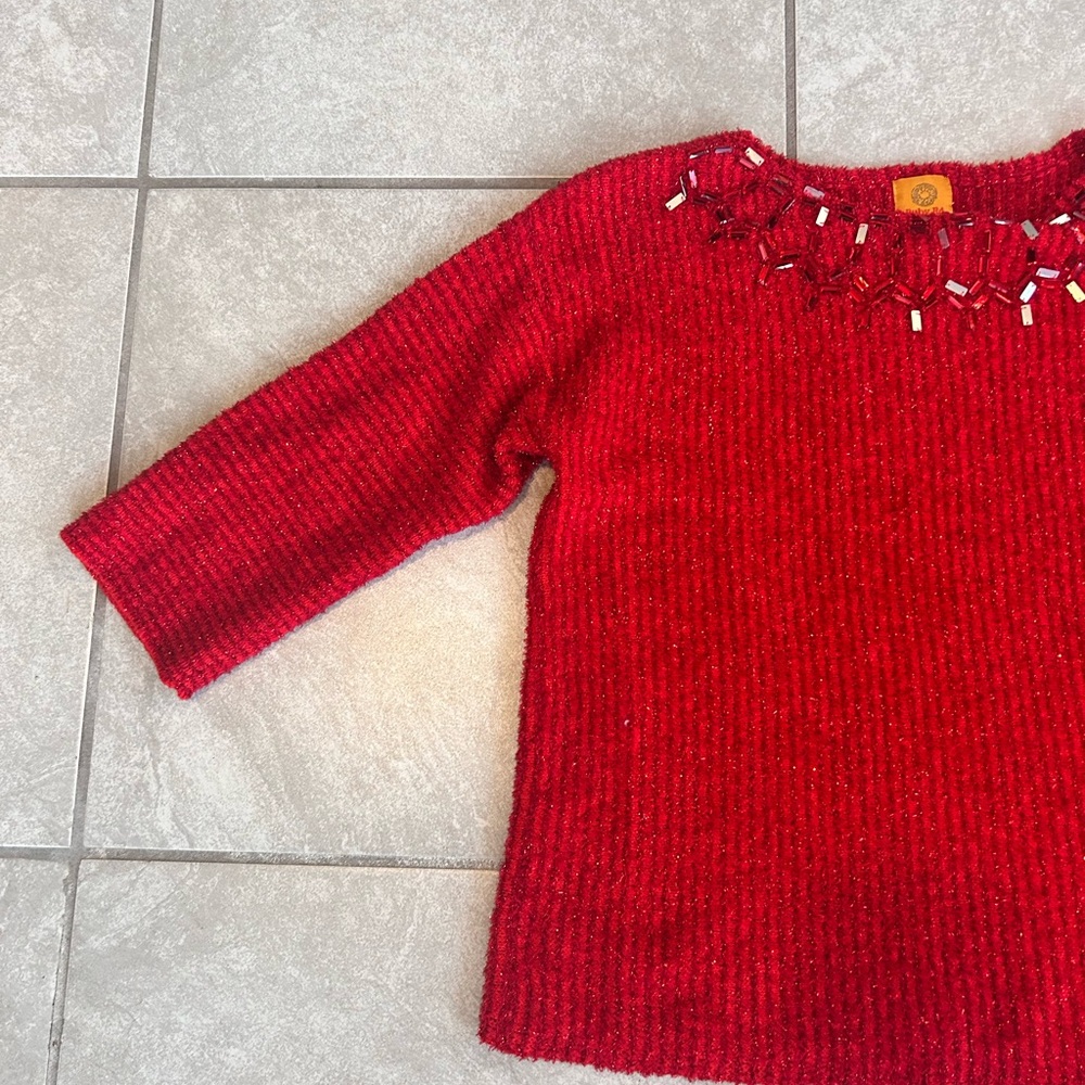 Ruby Rd. Red Crew Neck Sweater - Picture 4 of 8